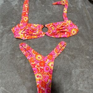 Floral Pink and Orange Kulani Kinis Bikini Set